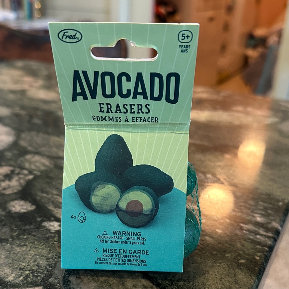 Fred Set of 4 Green Avocado Erasers